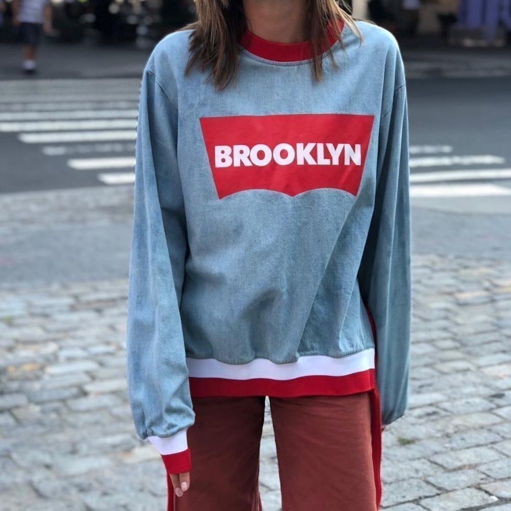 Limited Edition DFBK Defend Brooklyn Denim Crewneck w Zippers RARE Unisex SZ S